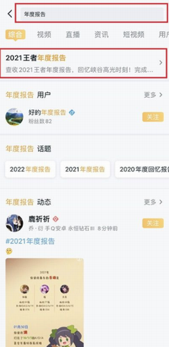 王者荣耀2021年度报告在哪里看